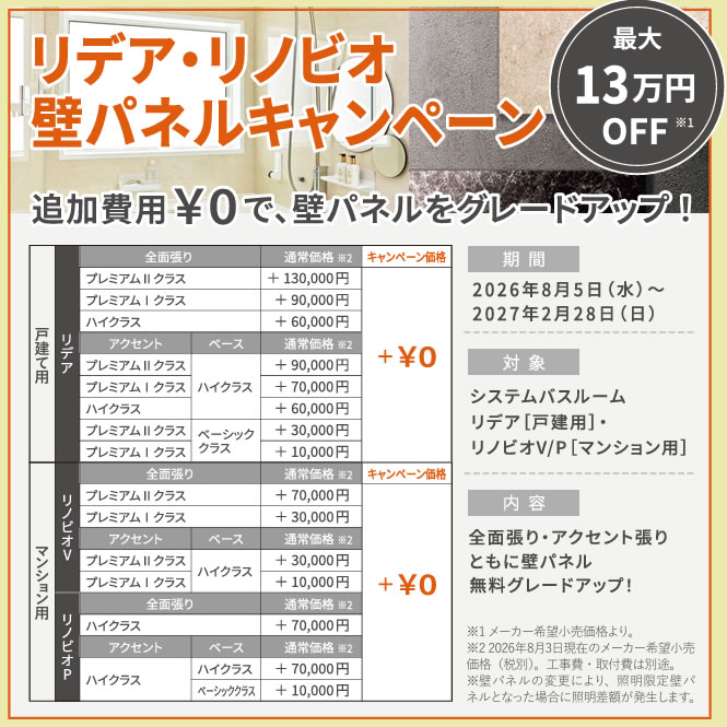 リデア・リノビオ　壁パネルキャンペーン