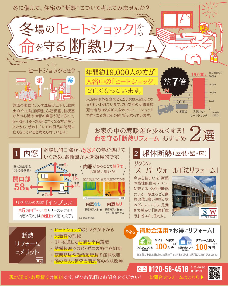 冬場の「ヒートショック」から命を守る断熱リフォーム